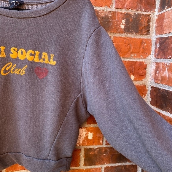 Blank Paige Womens Small Gray Anti Social Cropped Sweatshirt Sweater - Picture 4 of 9